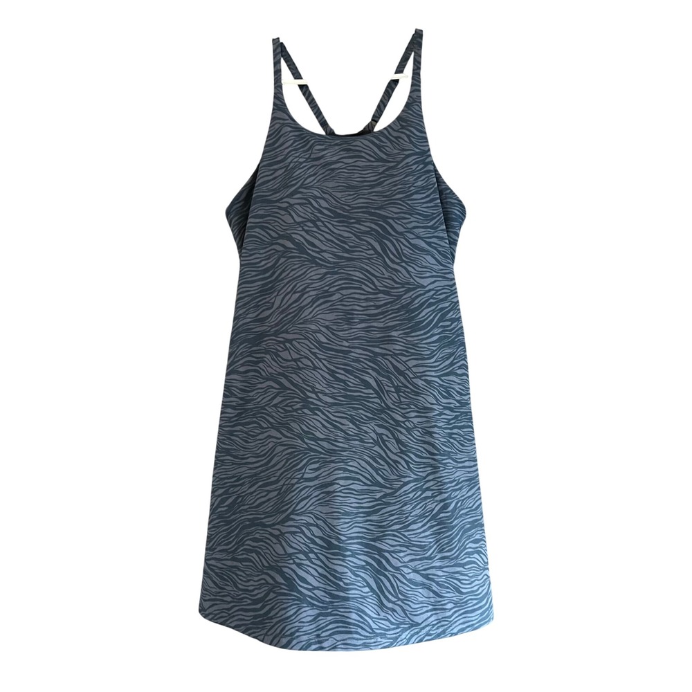 Zella Womens Large Grey Zebra Print Active Dress Built-in Shorts Racerback